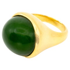 Elsa Peretti for Tiffany & Co. 18K Gold Nephrite Cabochon Ring, 1970s