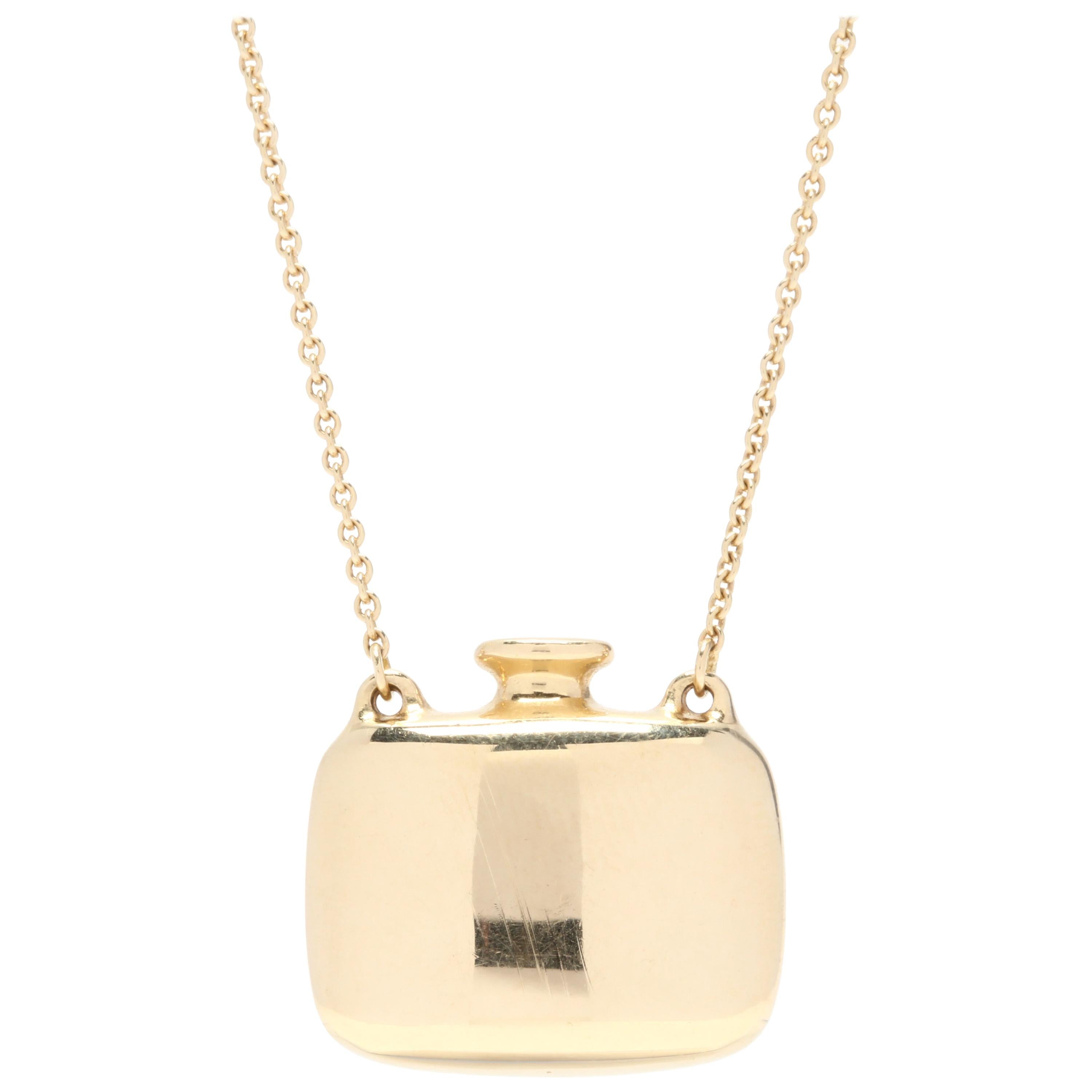 Elsa Peretti for Tiffany & Co. 18 Karat Yellow Gold Open Bottle Pendant Necklace