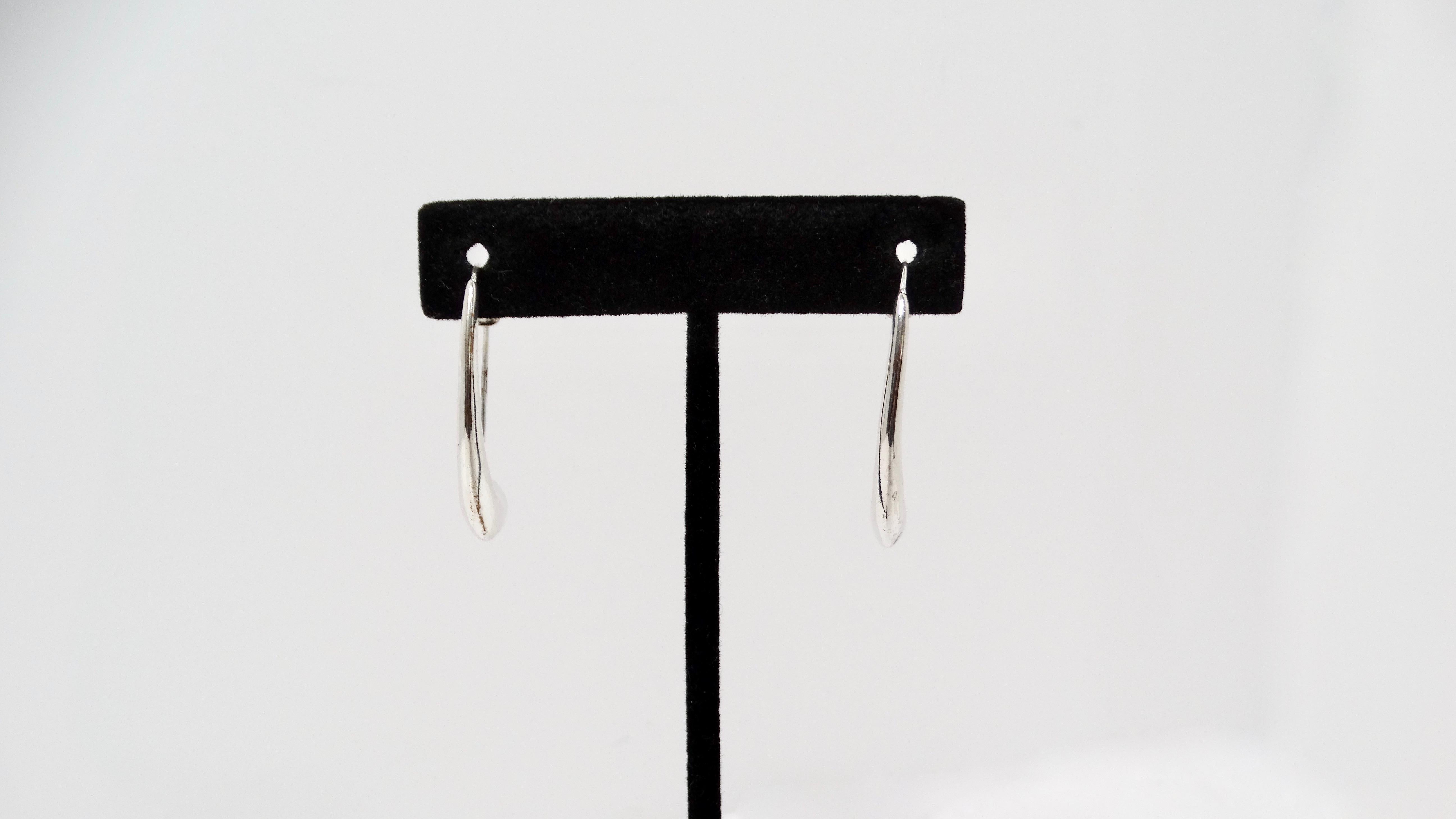 Women's Elsa Peretti For Tiffany & Co. 2005 Elongated Teardrop Sterling Silver Earrings For Sale