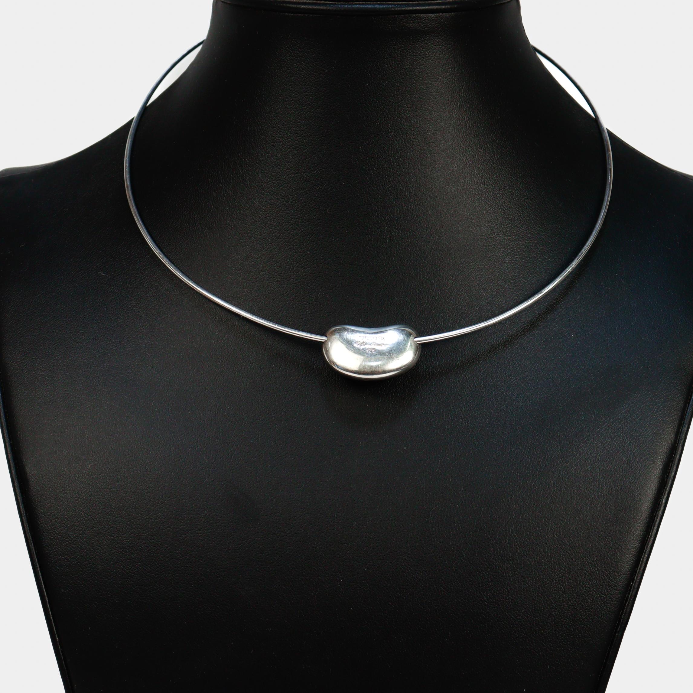 Collar gargantilla Elsa Peretti for Tiffany & Co. 'Bean' de plata de ley de 18 pulgadas en venta 2