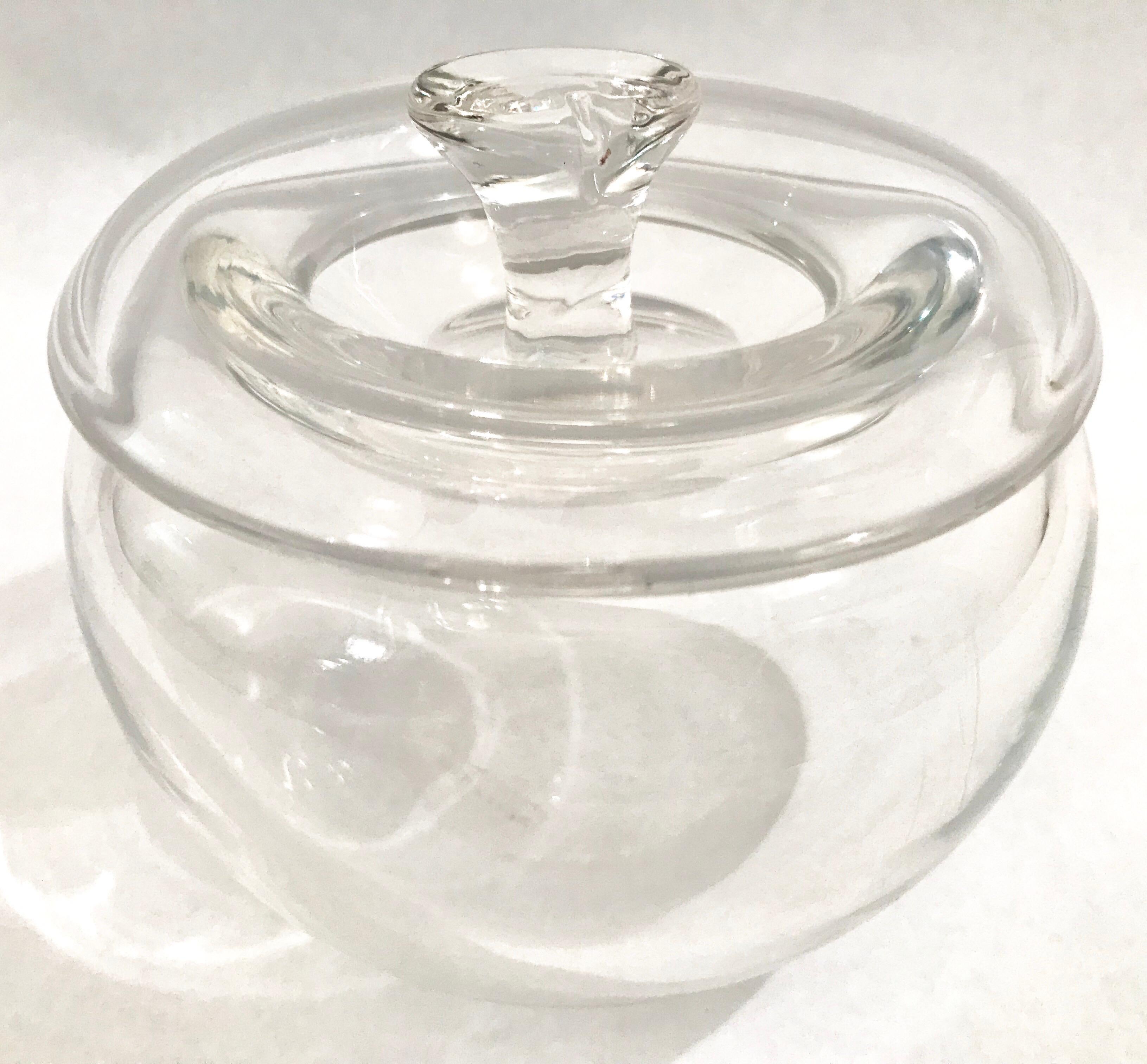 Elsa Peretti for Tiffany & Co. clear crystal glass lidded bowl in the form of an apple.