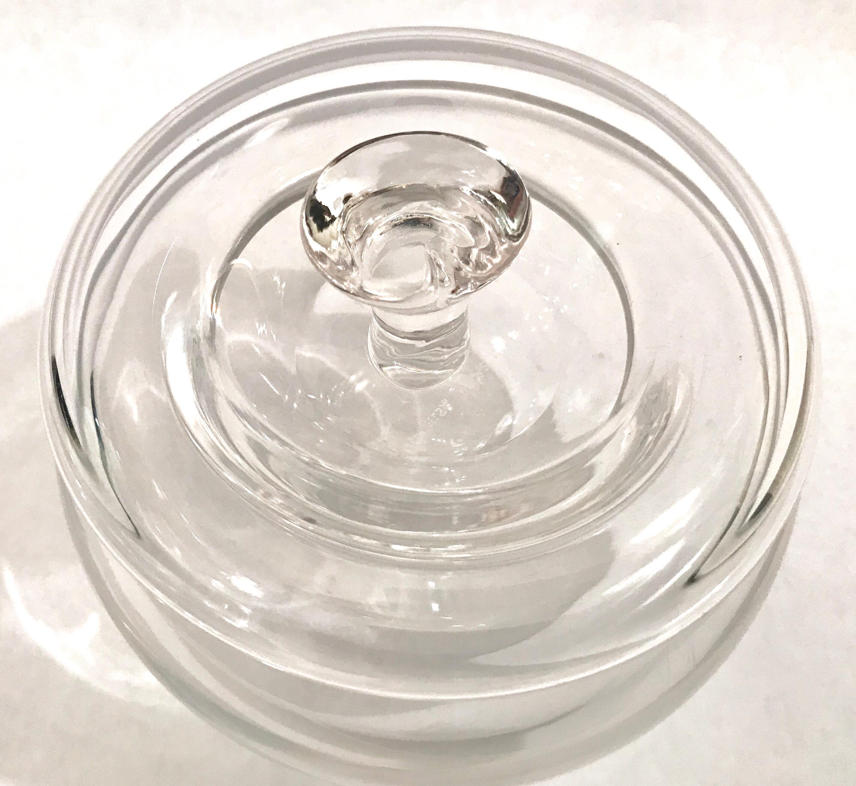 Italian Elsa Peretti for Tiffany & Co. Clear Crystal Glass Lidded Apple Bowl For Sale