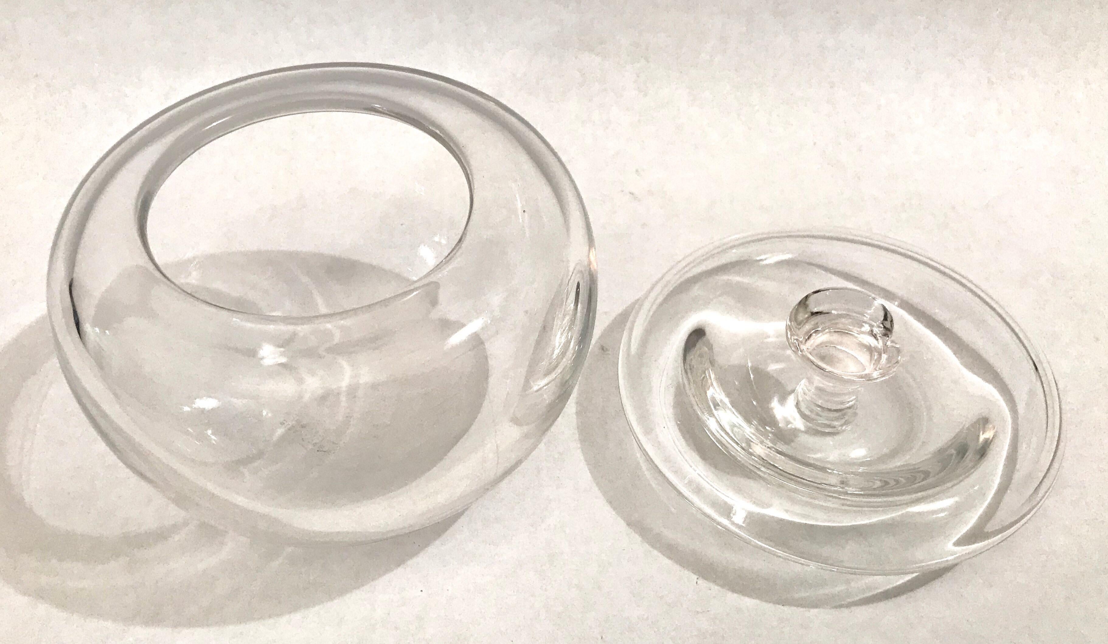 Late 20th Century Elsa Peretti for Tiffany & Co. Clear Crystal Glass Lidded Apple Bowl For Sale