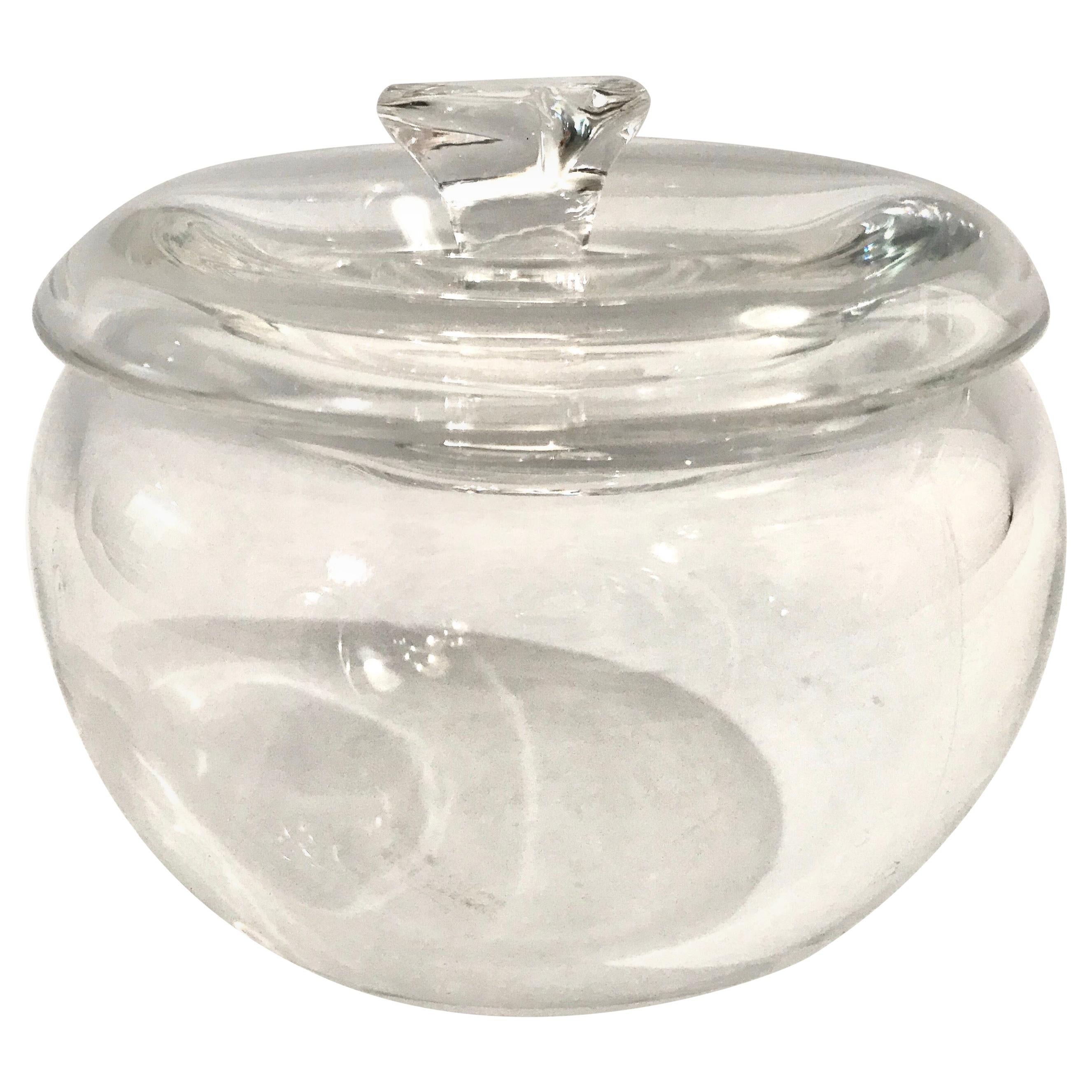 Elsa Peretti for Tiffany & Co. Clear Crystal Glass Lidded Apple Bowl For Sale