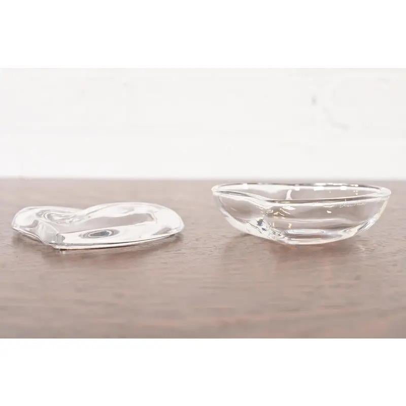 Elsa Peretti pour Tiffany & Co. Boîte à bijoux à couvercle en forme de coeur en cristal clair Bon état - En vente à South Bend, IN