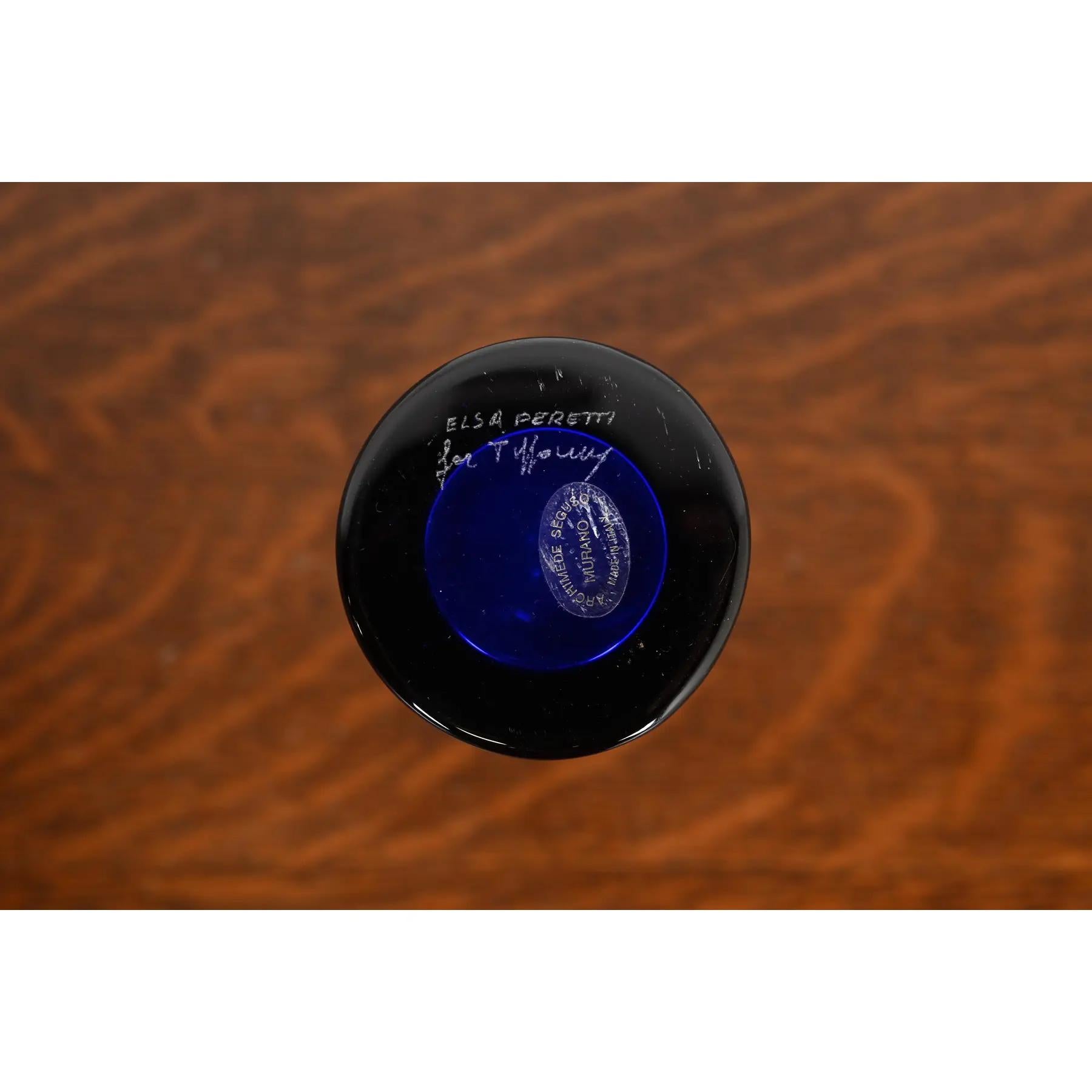 Elsa Peretti for Tiffany & Co. Cobalt Blue Murano Glass Candlesticks, Pair For Sale 4