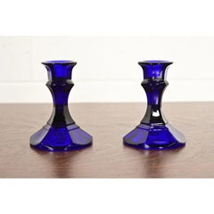 Elsa Peretti for Tiffany & Co. Cobalt Blue Murano Glass Candlesticks, Pair