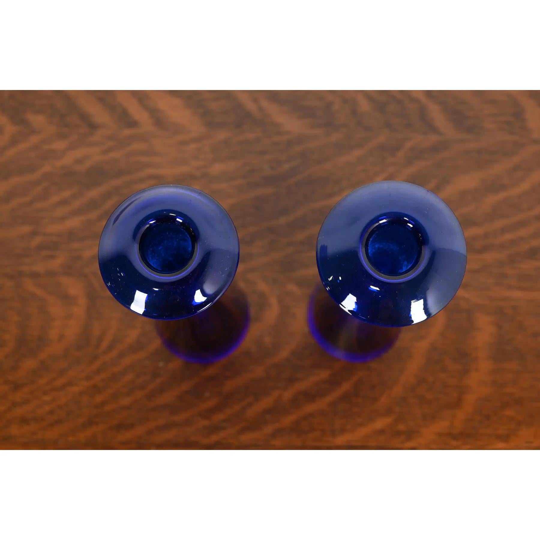 Late 20th Century Elsa Peretti for Tiffany & Co. Cobalt Blue Murano Glass Candlesticks, Pair For Sale