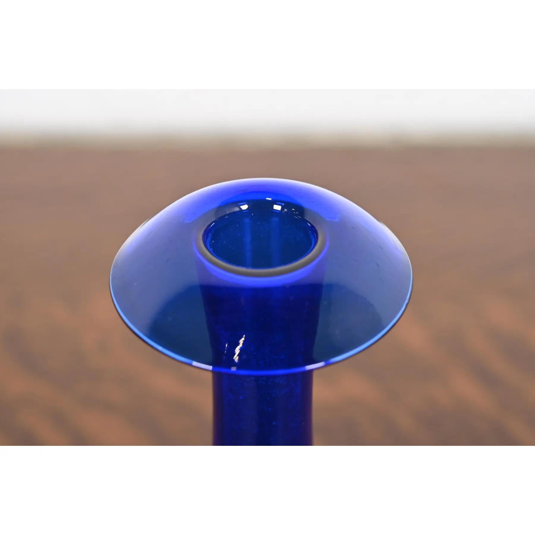 Elsa Peretti for Tiffany & Co. Cobalt Blue Murano Glass Candlesticks, Pair For Sale 1