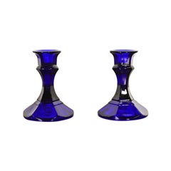 Elsa Peretti for Tiffany & Co. Cobalt Blue Murano Glass Candlesticks, Pair