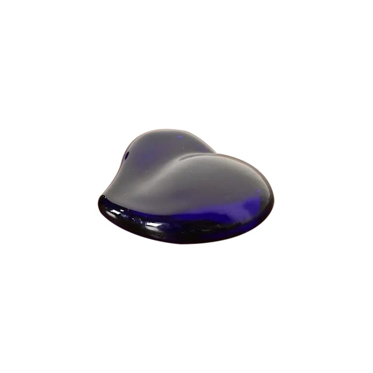 Elsa Peretti for Tiffany & Co. Cobalt Blue Murano Glass Heart Shaped Paperweight For Sale
