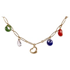 Vintage Elsa Peretti for Tiffany & Co. Colored Stone and Gold Charm Bracelet