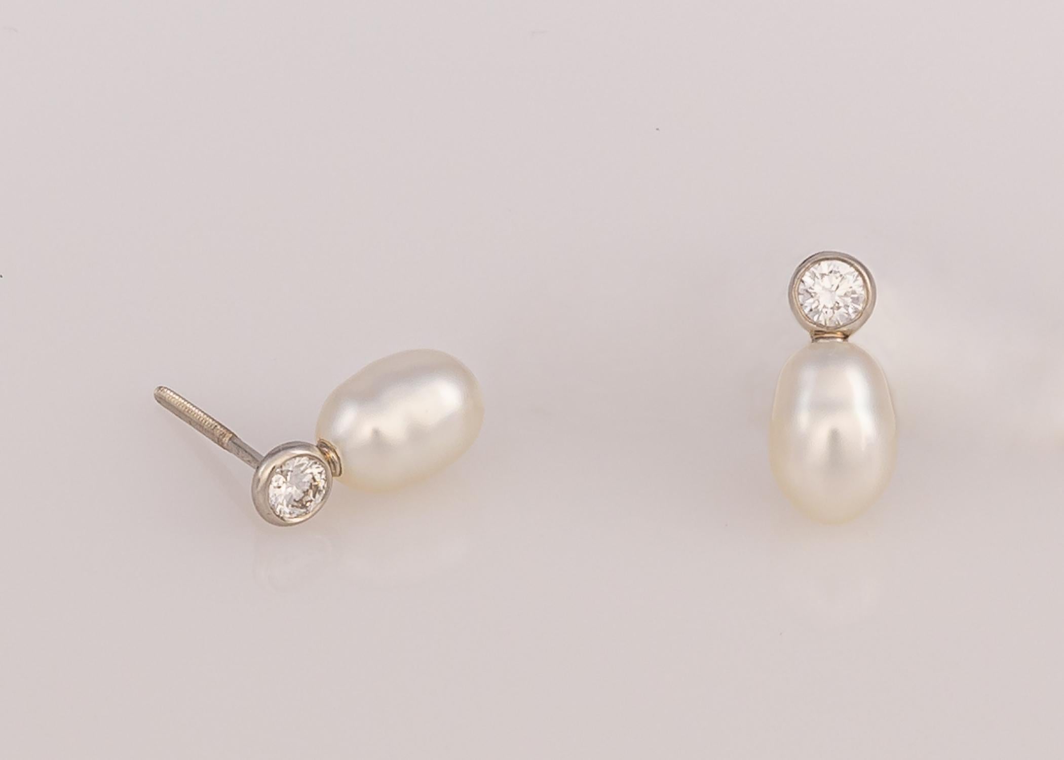 Brilliant Cut Elsa Peretti for Tiffany & Co. Diamond and Keshi Pearl Earrings