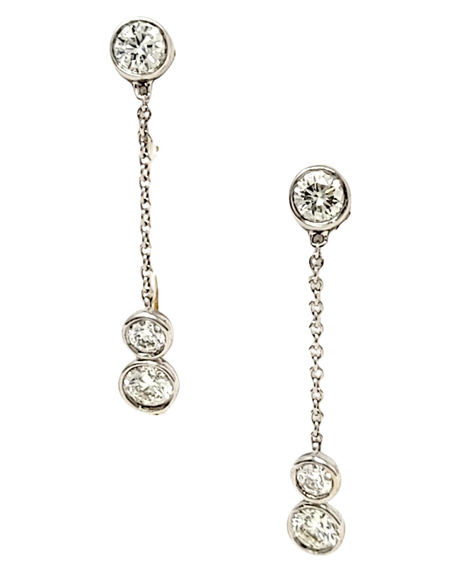 Taille ronde Elsa Peretti pour Tiffany & Co Pendants d'oreilles en diamants ronds « Diamonds By the Yard »