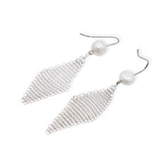 Elsa Peretti for Tiffany & Co. Fine Silver Pearl Mesh Drop Earrings