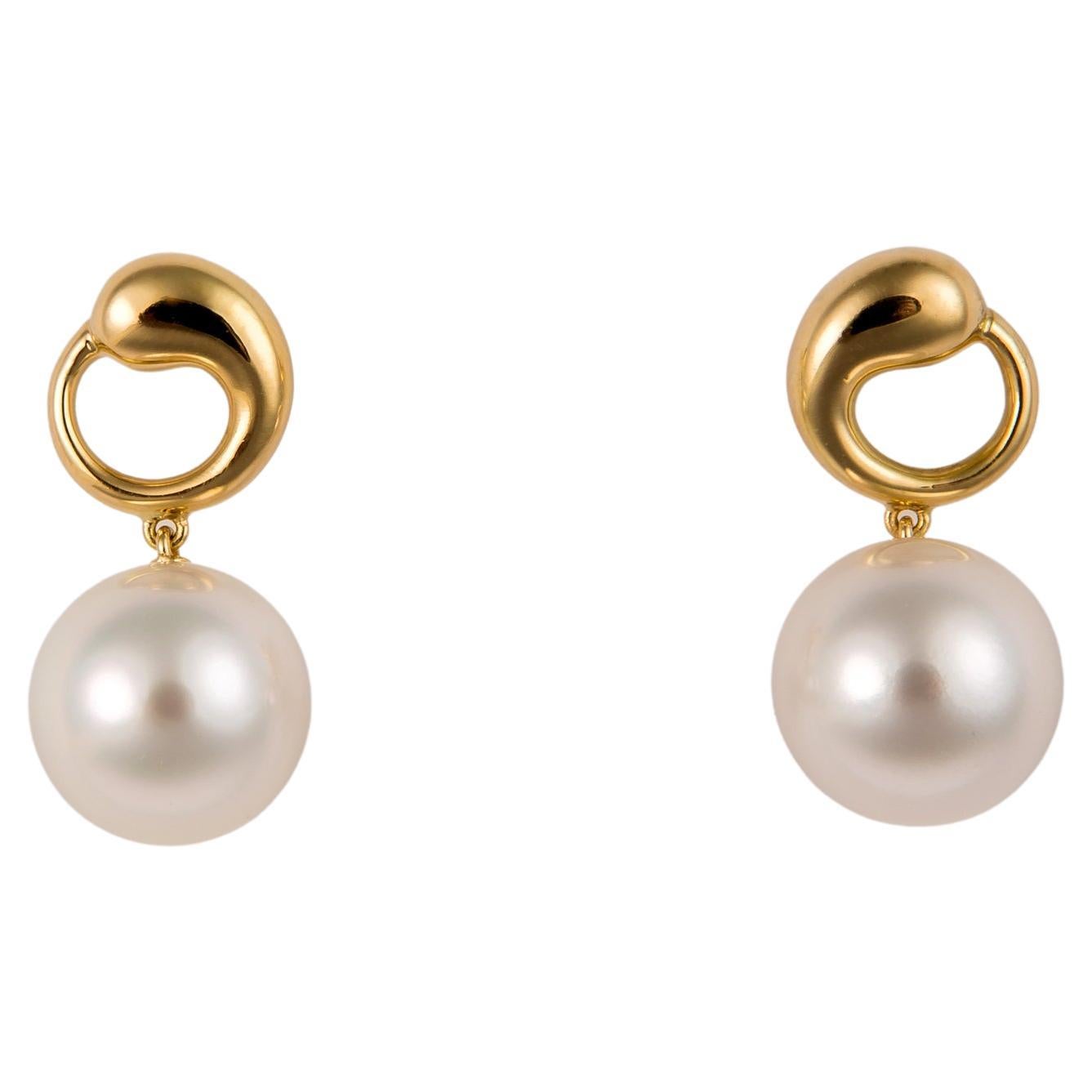 Elsa Peretti for Tiffany & Co. Gold and South Sea Pearl Drop Earrings
