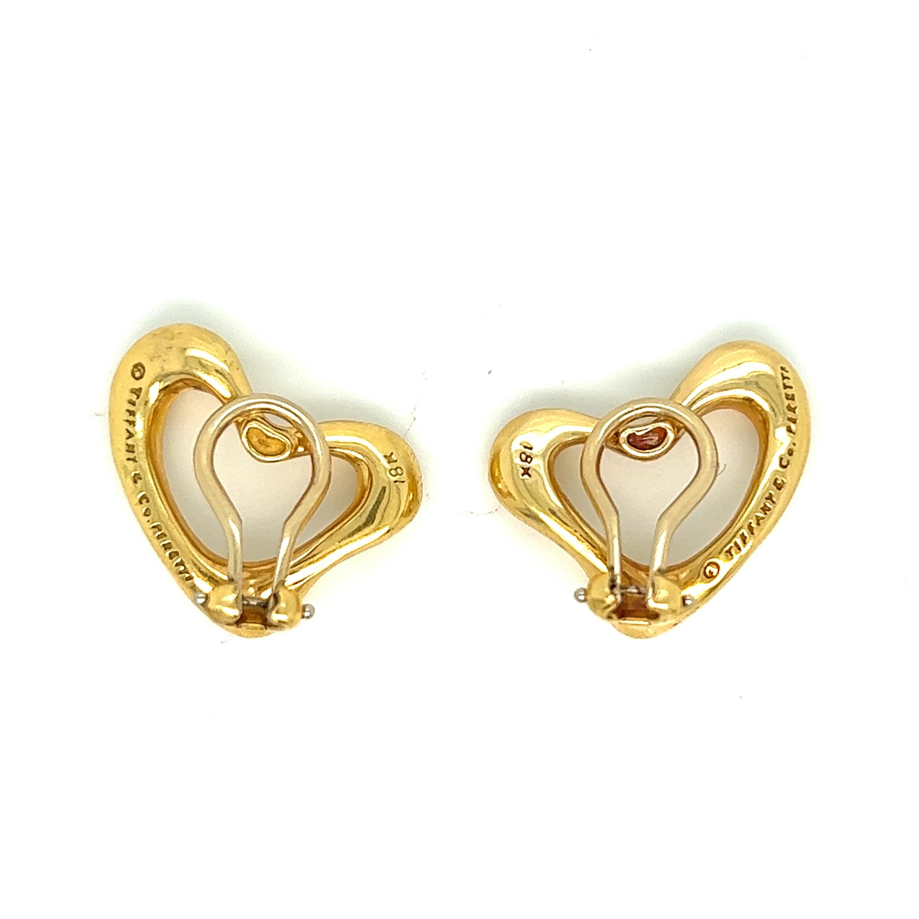 Elsa Peretti pour Tiffany & Co. Clips d'oreilles en forme de coeur en or  Pour femmes en vente