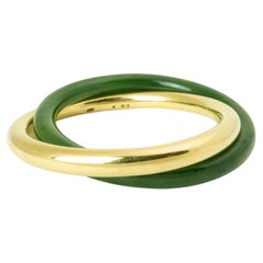 Elsa Peretti For Tiffany & Co. Interlocking Jade and 18K gold Bangle Bracelet
