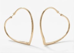 Elsa Peretti for Tiffany & Co. Large Open Heart Hoop Earrings 18K Gold