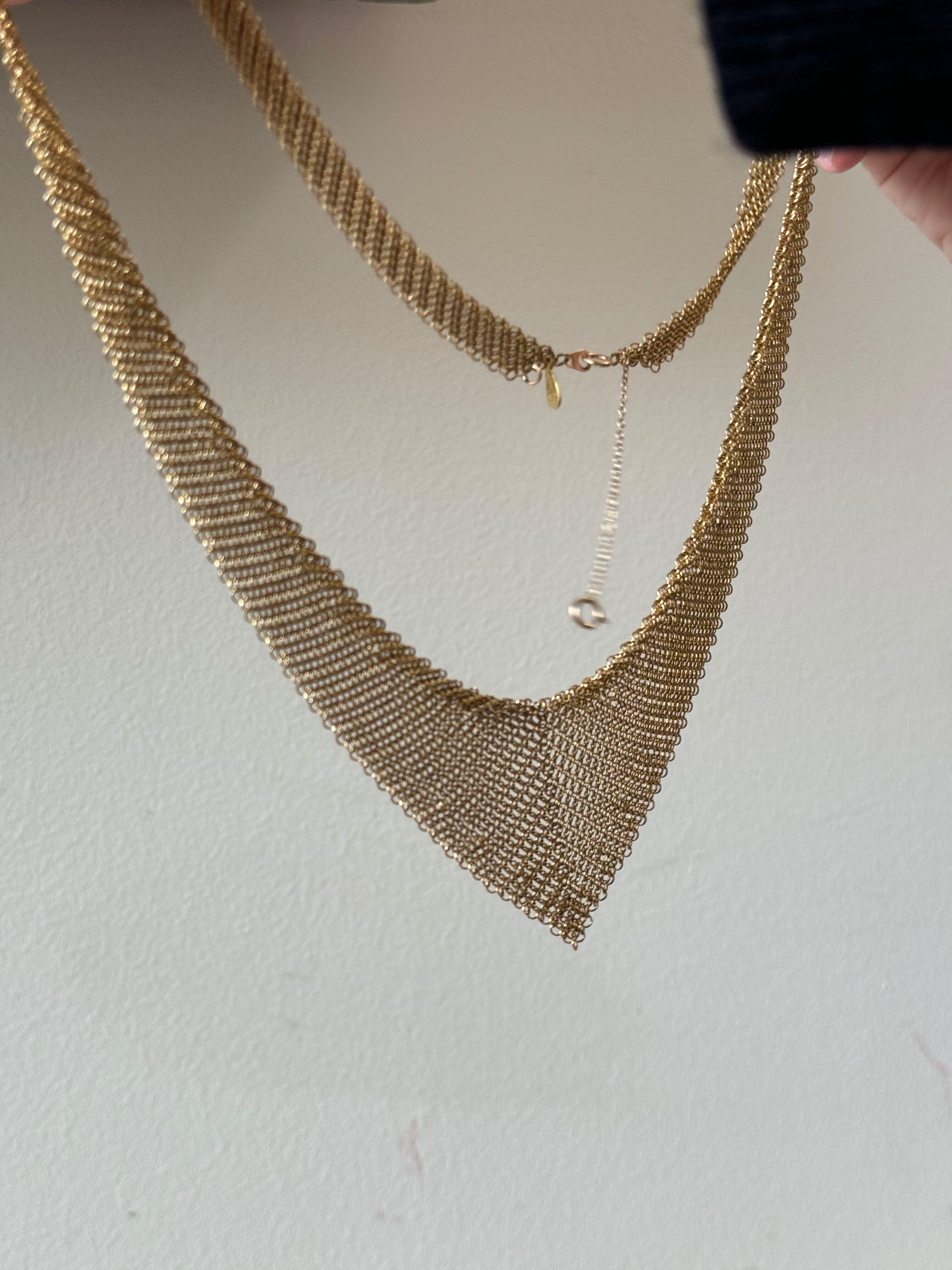 Elsa Peretti for Tiffany & Co Mesh Scarf Gold Necklace In Excellent Condition For Sale In New York, NY