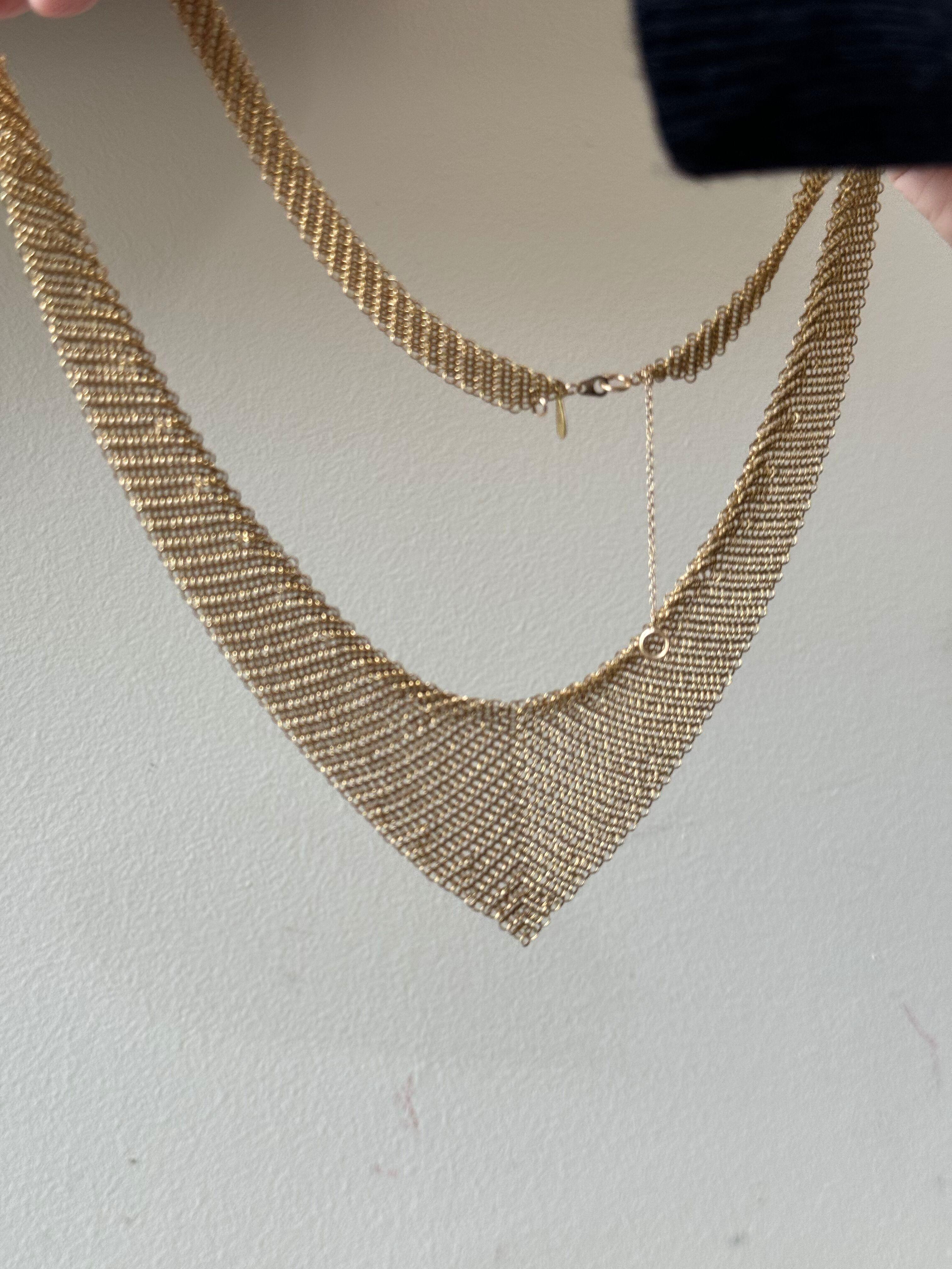 Elsa Peretti for Tiffany & Co Mesh Scarf Gold Necklace In Excellent Condition For Sale In New York, NY