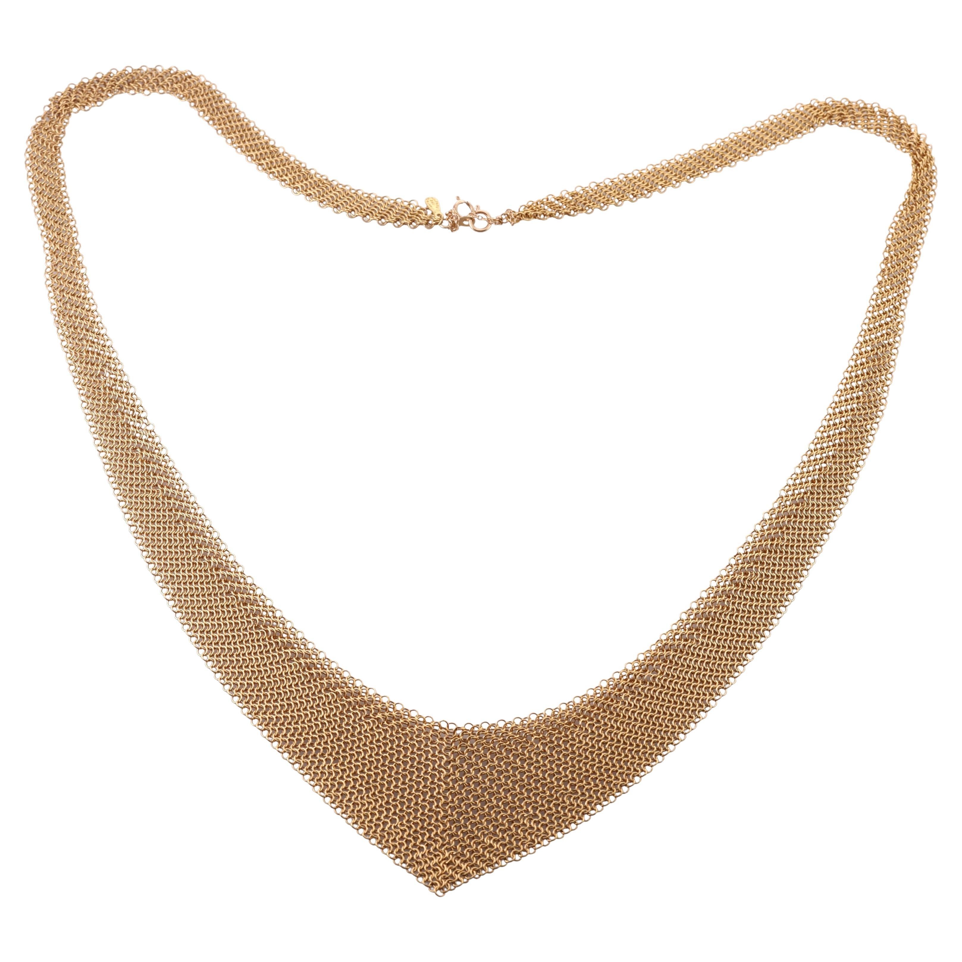Elsa Peretti for Tiffany & Co Mesh Scarf Gold Necklace For Sale