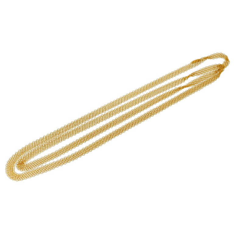 Elsa Peretti for Tiffany and Co. Mesh Yellow Gold Necklace at 1stDibs