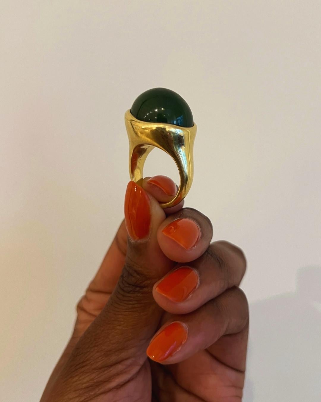 Cabochon Elsa Peretti for Tiffany & Co. Nephrite and 18K Gold Ring