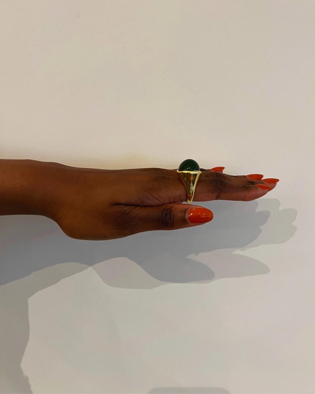 Elsa Peretti for Tiffany & Co. Nephrite and 18K Gold Ring In Excellent Condition In New York, NY