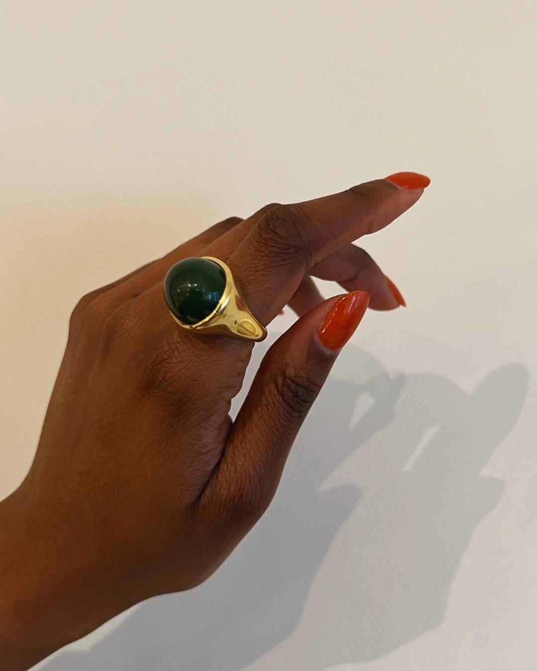 Women's or Men's Elsa Peretti for Tiffany & Co. Nephrite and 18K Gold Ring