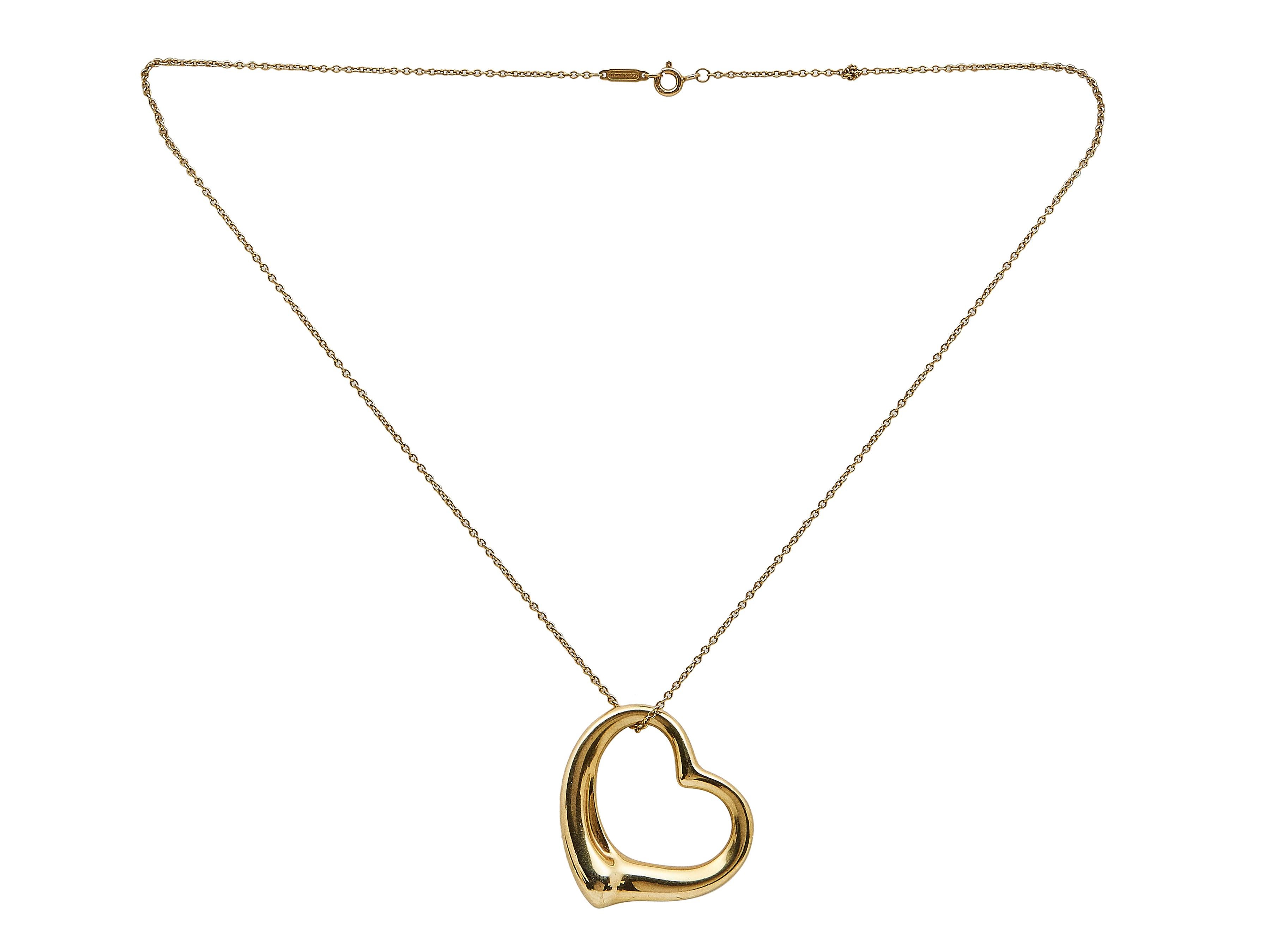 Women's or Men's Elsa Peretti for Tiffany & Co. Open Heart 18K Yellow Gold Necklace For Sale