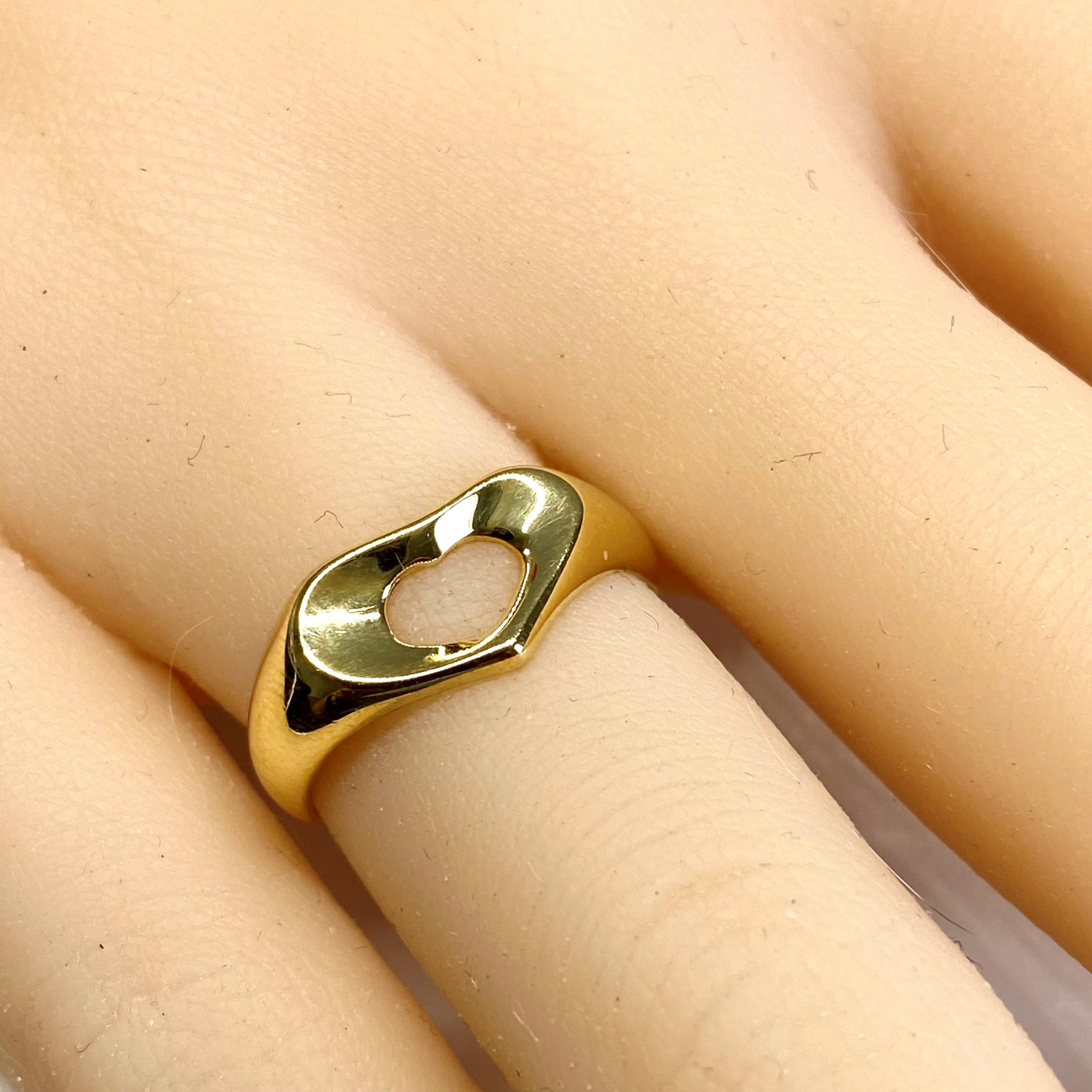Elsa Peretti for Tiffany & Co. Open Heart Eighteen Karat Yellow Gold Ring Size 6 1