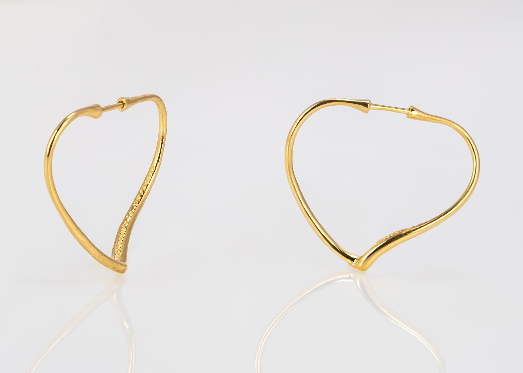 Contemporary Elsa Peretti for Tiffany & Co. Open Heart Hoop Earrings For Sale