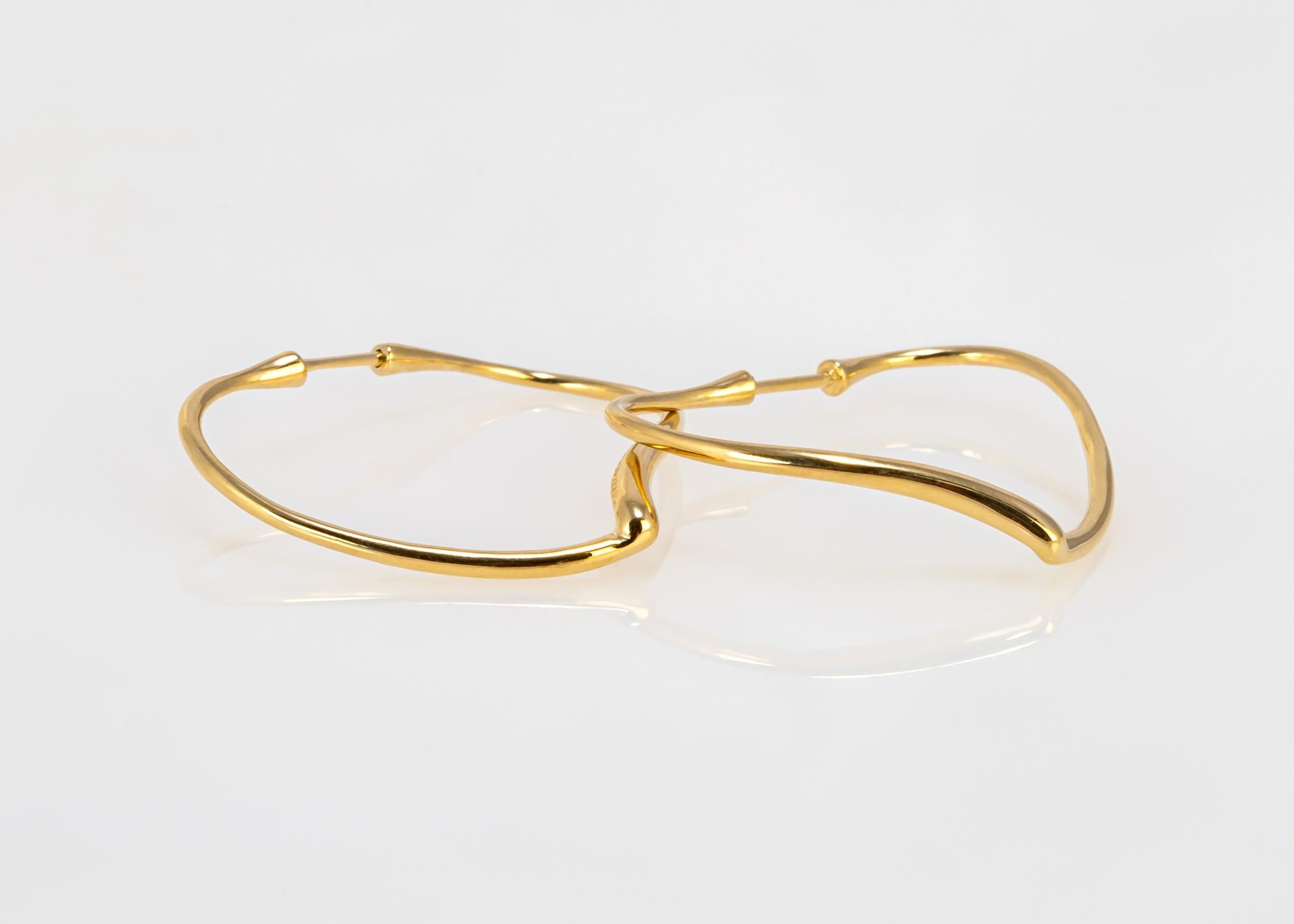 Contemporary Elsa Peretti for Tiffany & Co. Open Heart Hoop Earrings For Sale