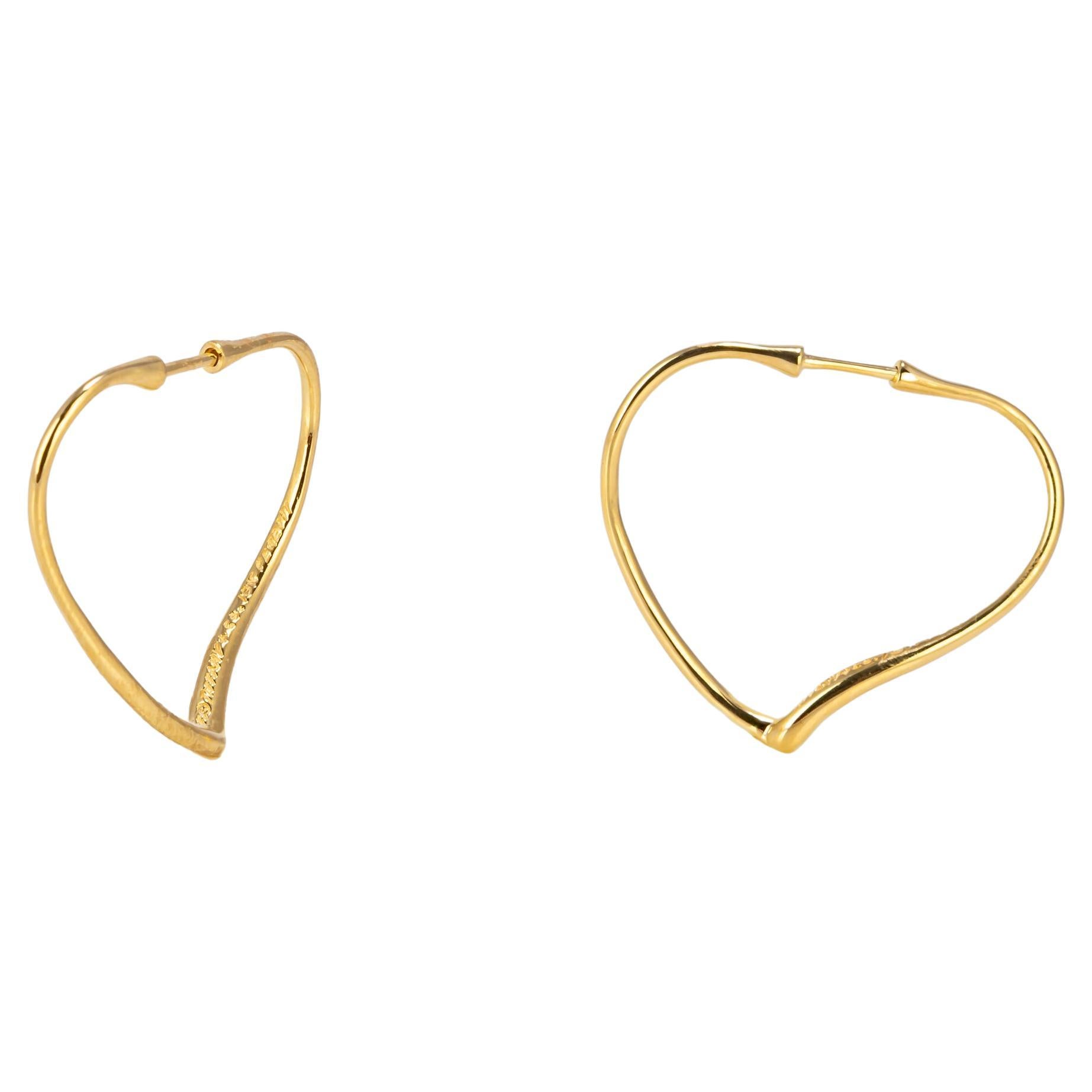 Elsa Peretti for Tiffany & Co. Open Heart Hoop Earrings For Sale