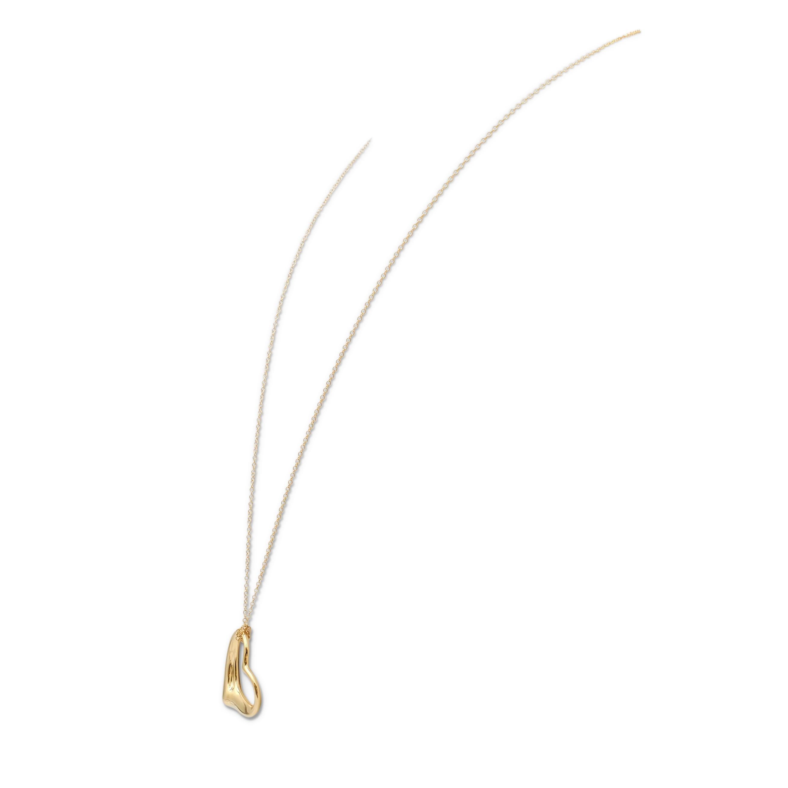 Women's or Men's Elsa Peretti for Tiffany & Co. 'Open Heart' Yellow Gold Pendant Necklace