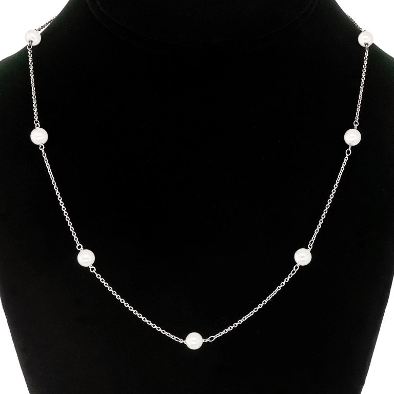 Elsa Peretti for Tiffany and Co. “Pearls by the Yard” Platinum Necklace ...