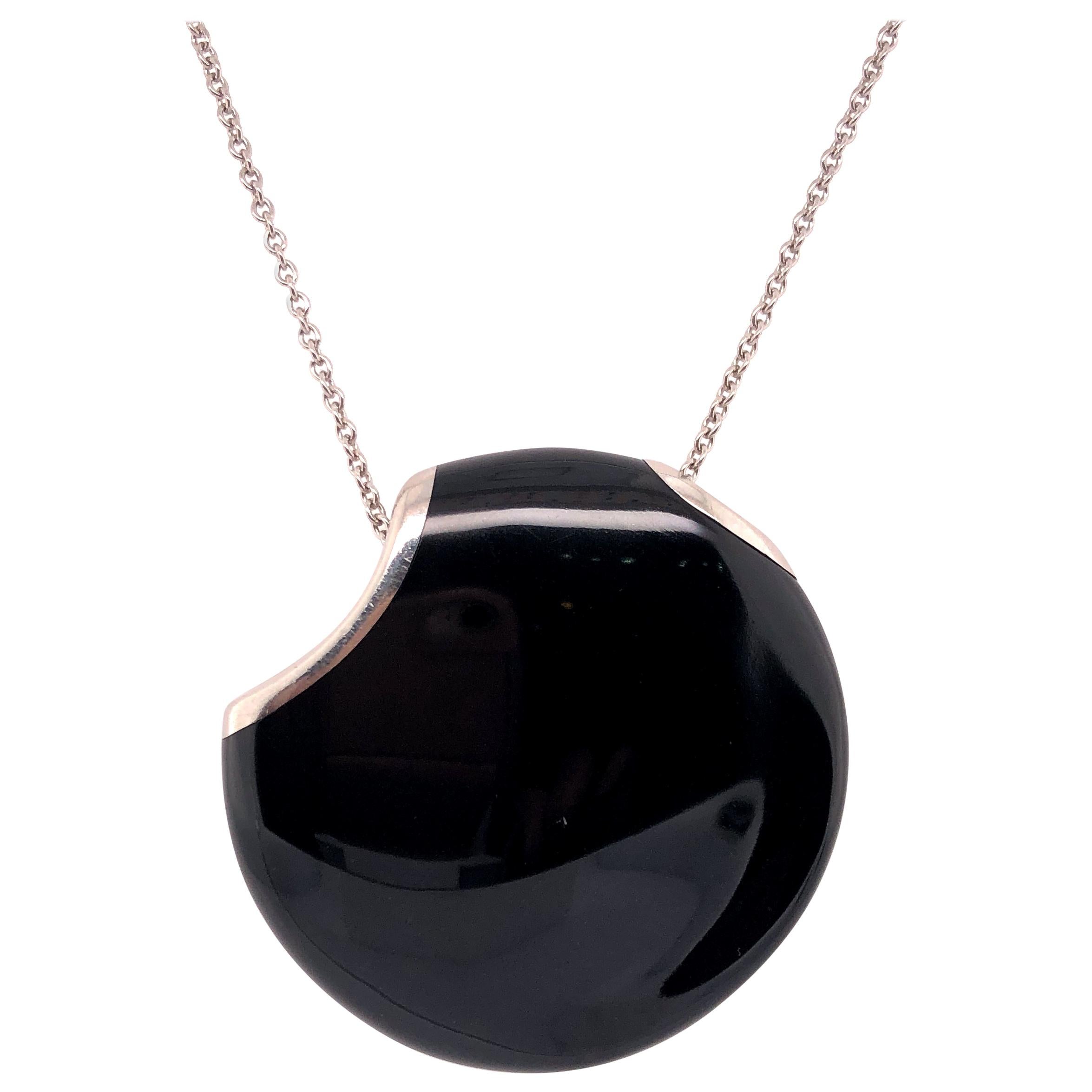 Elsa Peretti for Tiffany & Co. Platinum Black Enamel Pendant Necklace