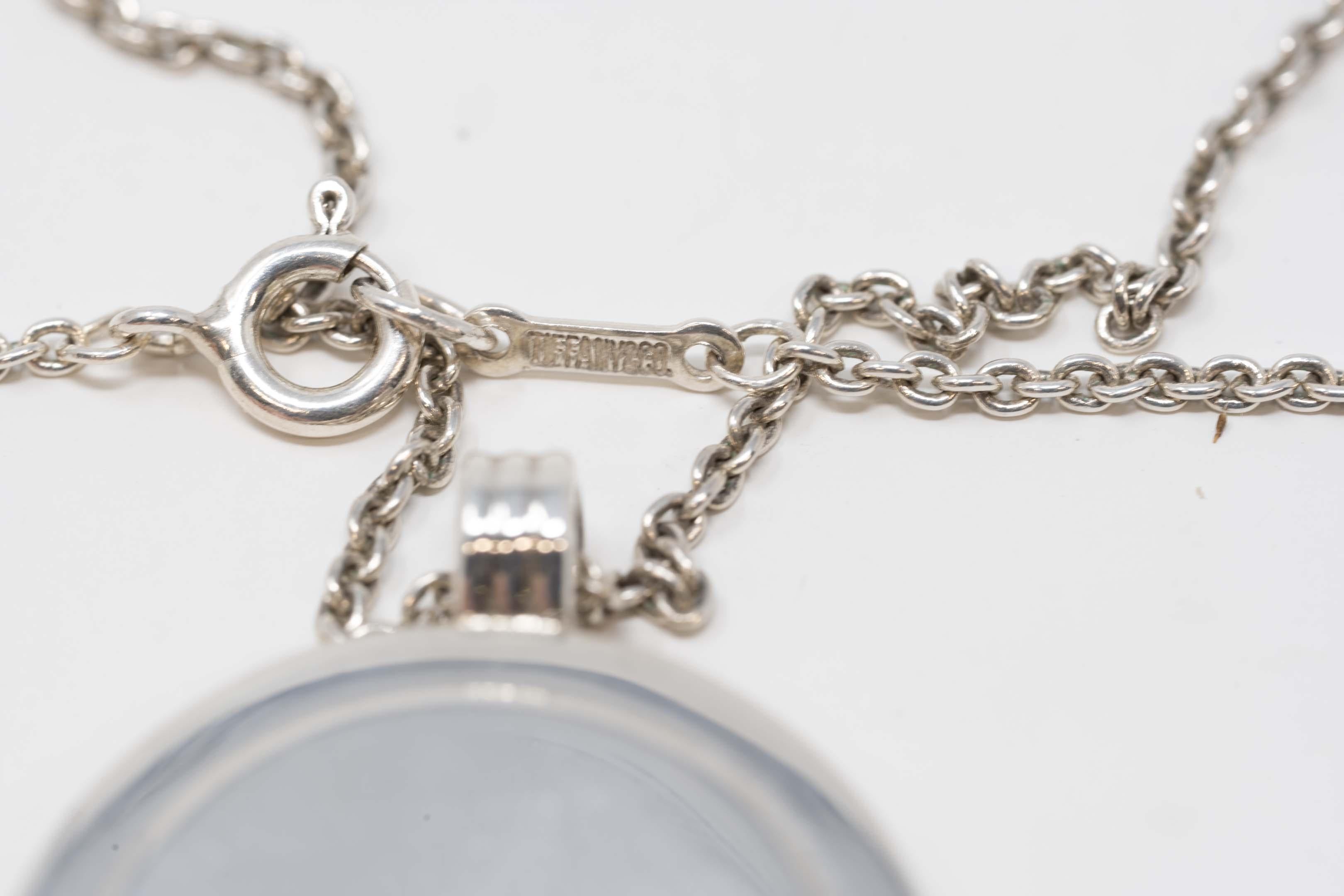 Women's Elsa Peretti for Tiffany & Co Silver Chain & 18k on Silver Round Pendant For Sale