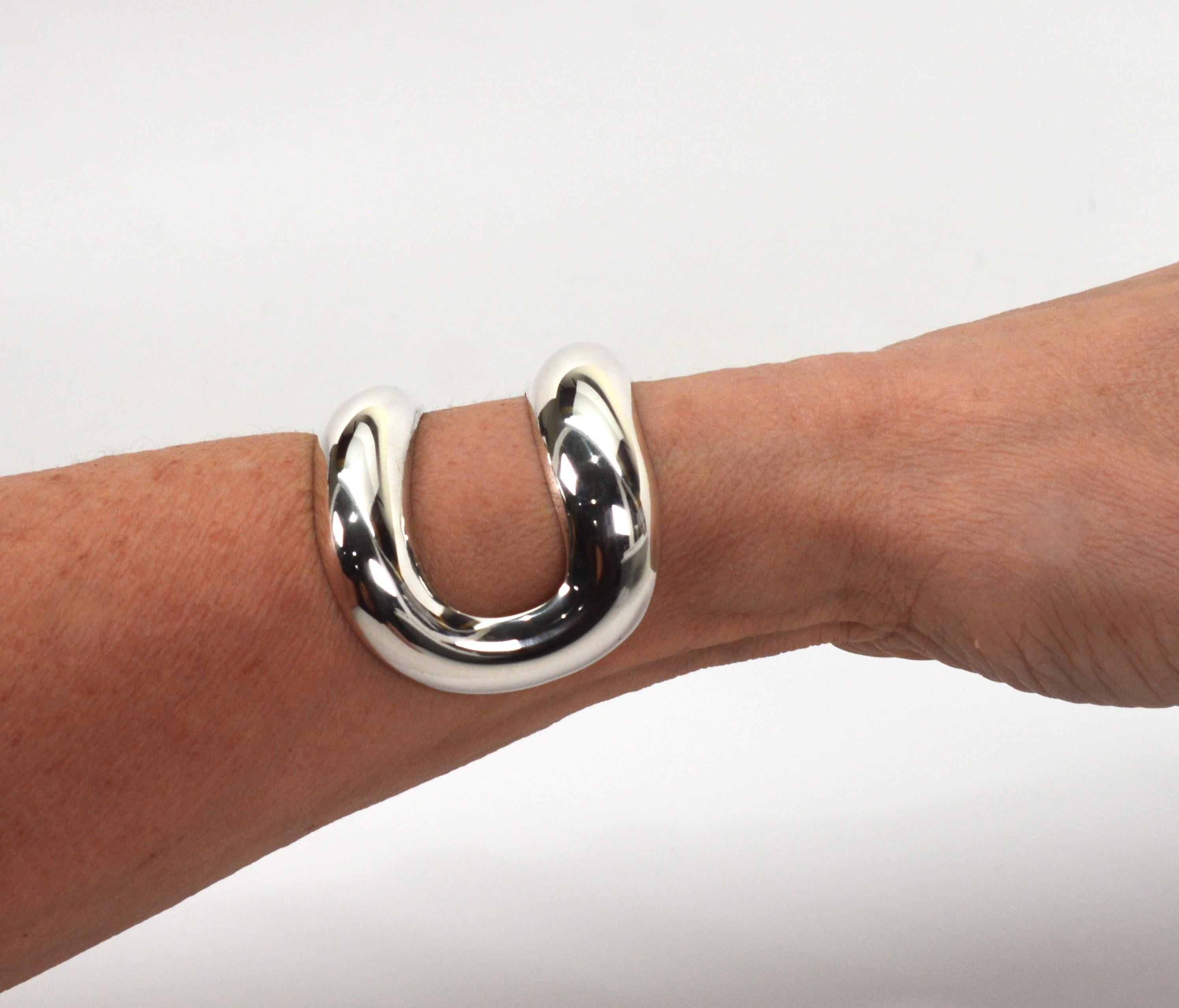 Elsa Peretti for Tiffany & Co. Sterling Silver Double Cuff Bracelet w Pouch 2