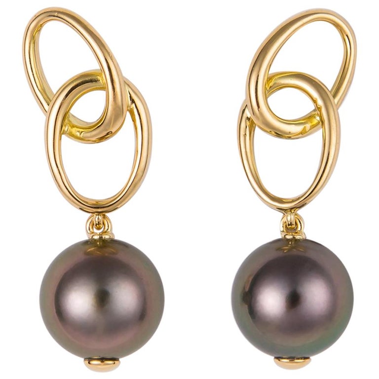 Elsa Peretti for Tiffany and Co. Tahitian Pearl Earrings at 1stDibs