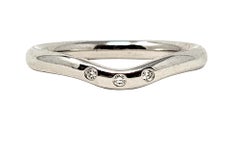 Elsa Peretti for Tiffany & Co. Three Diamond Platinum Contour Wedding Band Ring