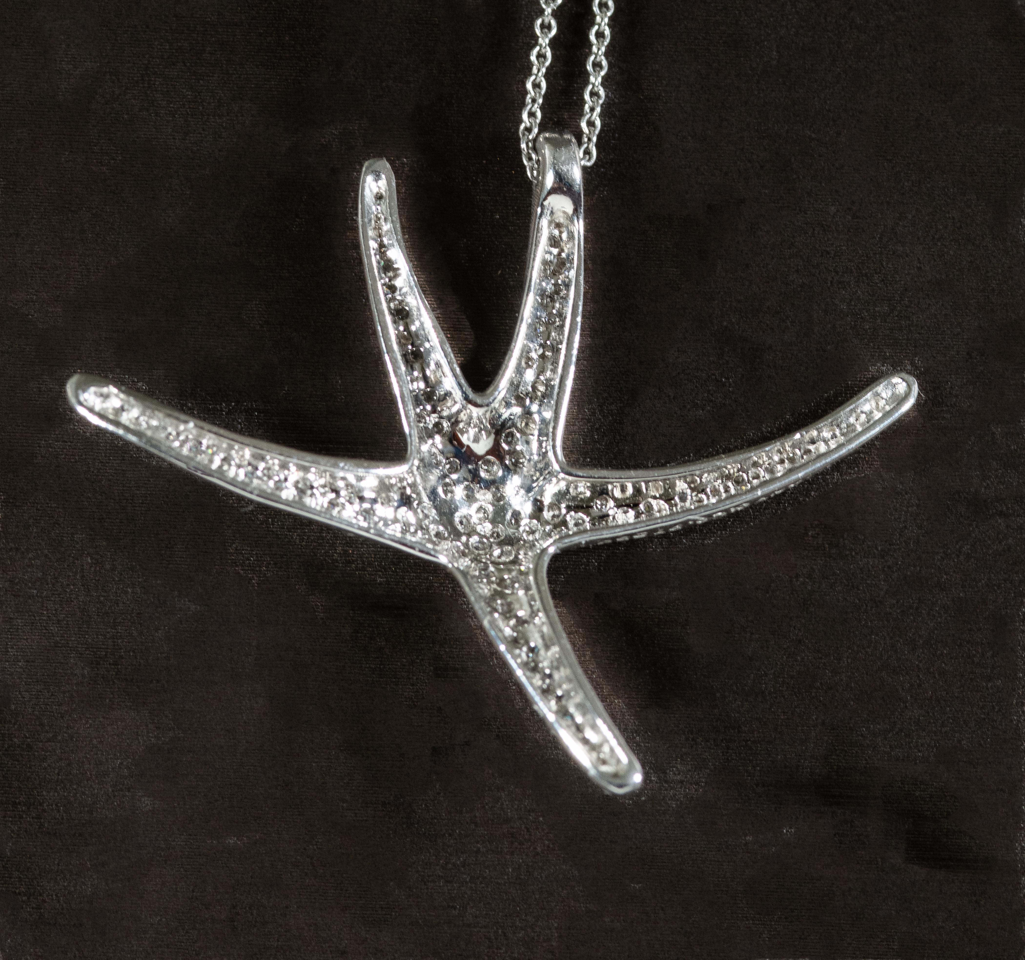 Elsa Peretti für Tiffany & Co Vintage Diamant-Platin-Halskette mit Seesternen aus Platin (Brillantschliff) im Angebot