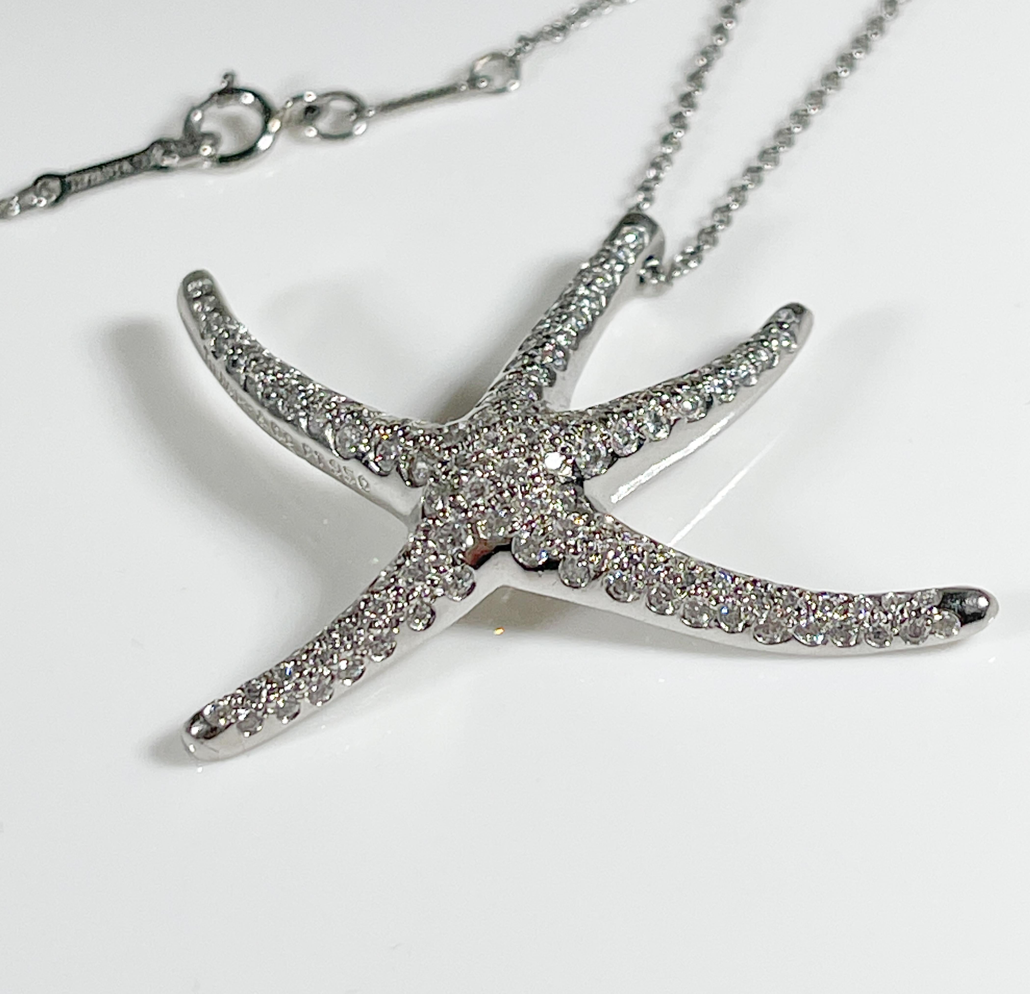 Elsa Peretti für Tiffany & Co Vintage Diamant-Platin-Halskette mit Seesternen aus Platin im Zustand „Gut“ im Angebot in Watertown, MA