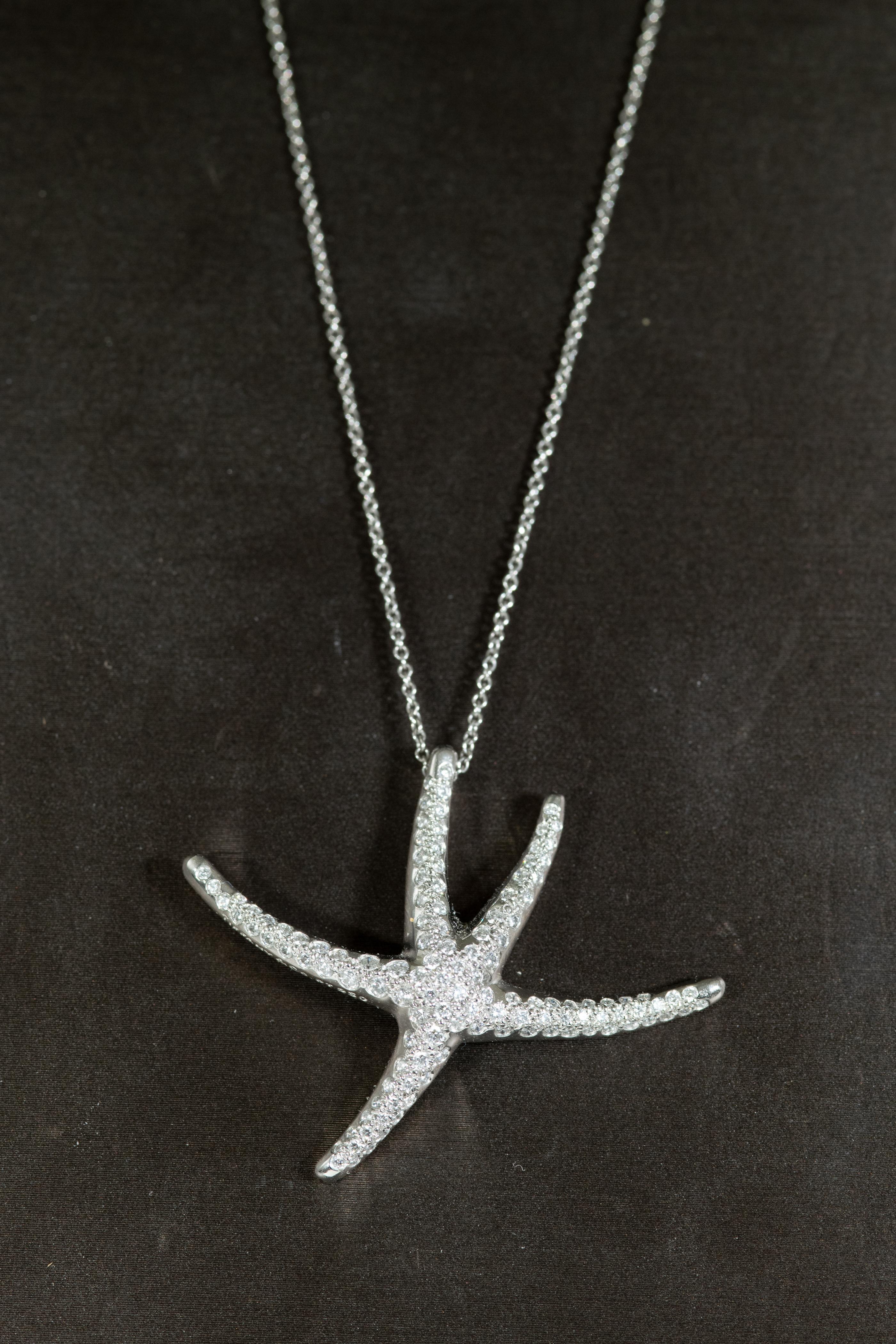 Elsa Peretti für Tiffany & Co Vintage Diamant-Platin-Halskette mit Seesternen aus Platin im Angebot 1