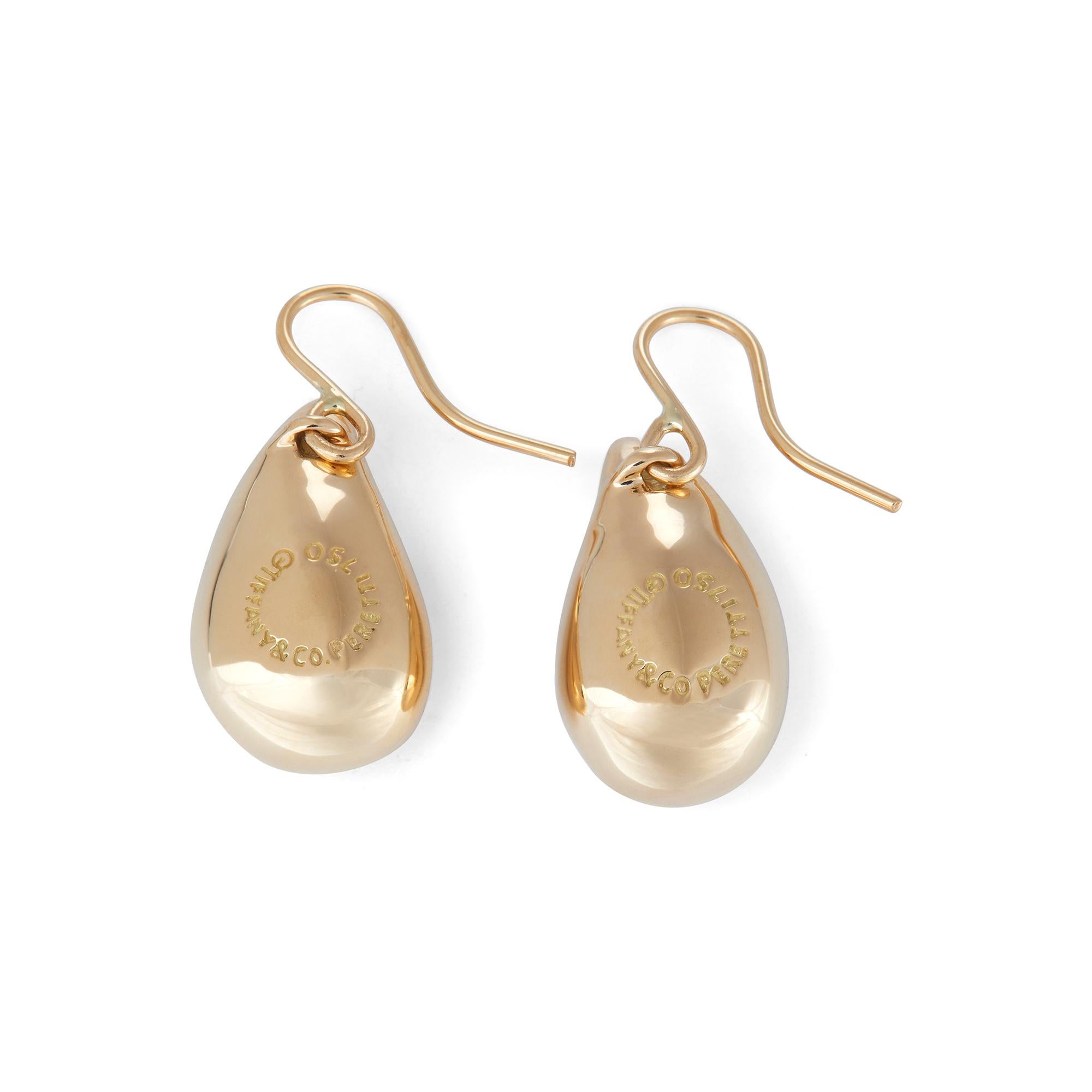 Elsa Peretti for Tiffany & Co. Yellow Gold Teardrop Earrings In Excellent Condition In New York, NY