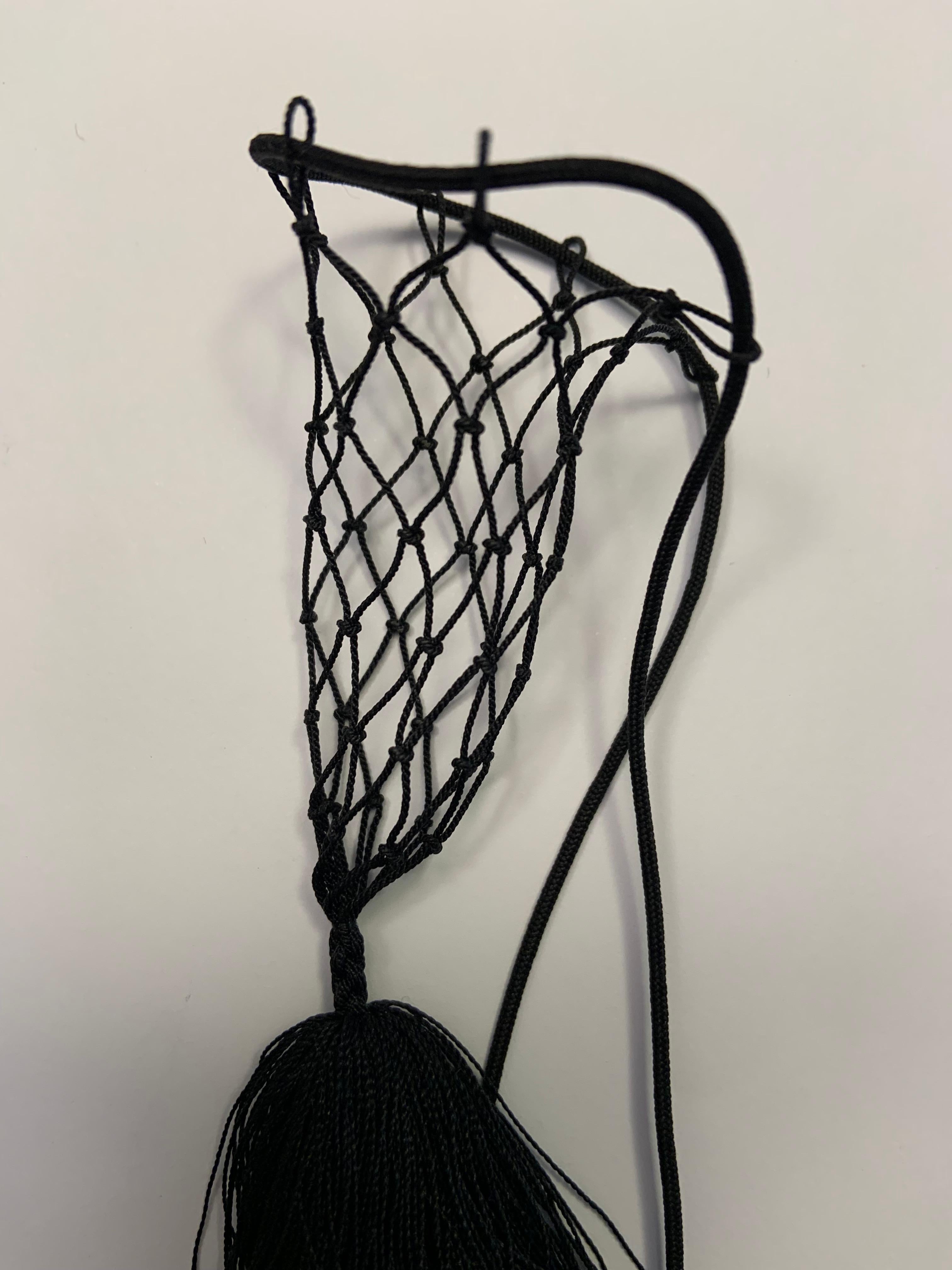 Elsa Peretti for Tiffany Jade Bean Hand Woven Black Mesh Necklace with Tassel In Excellent Condition In New Hope, PA