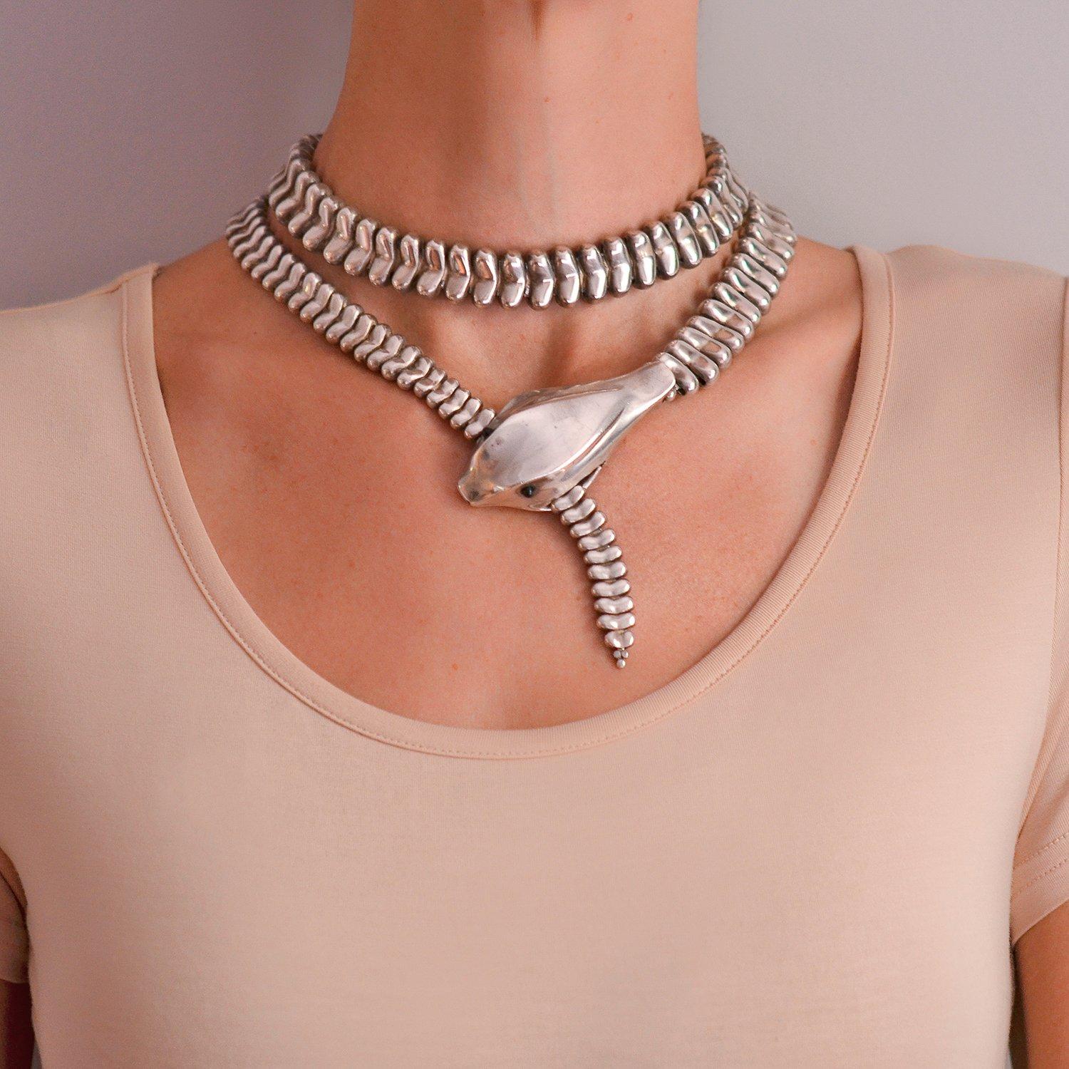 Elsa Peretti for Tiffany & Co. Sterling Silver Snake Belt and Necklace 1