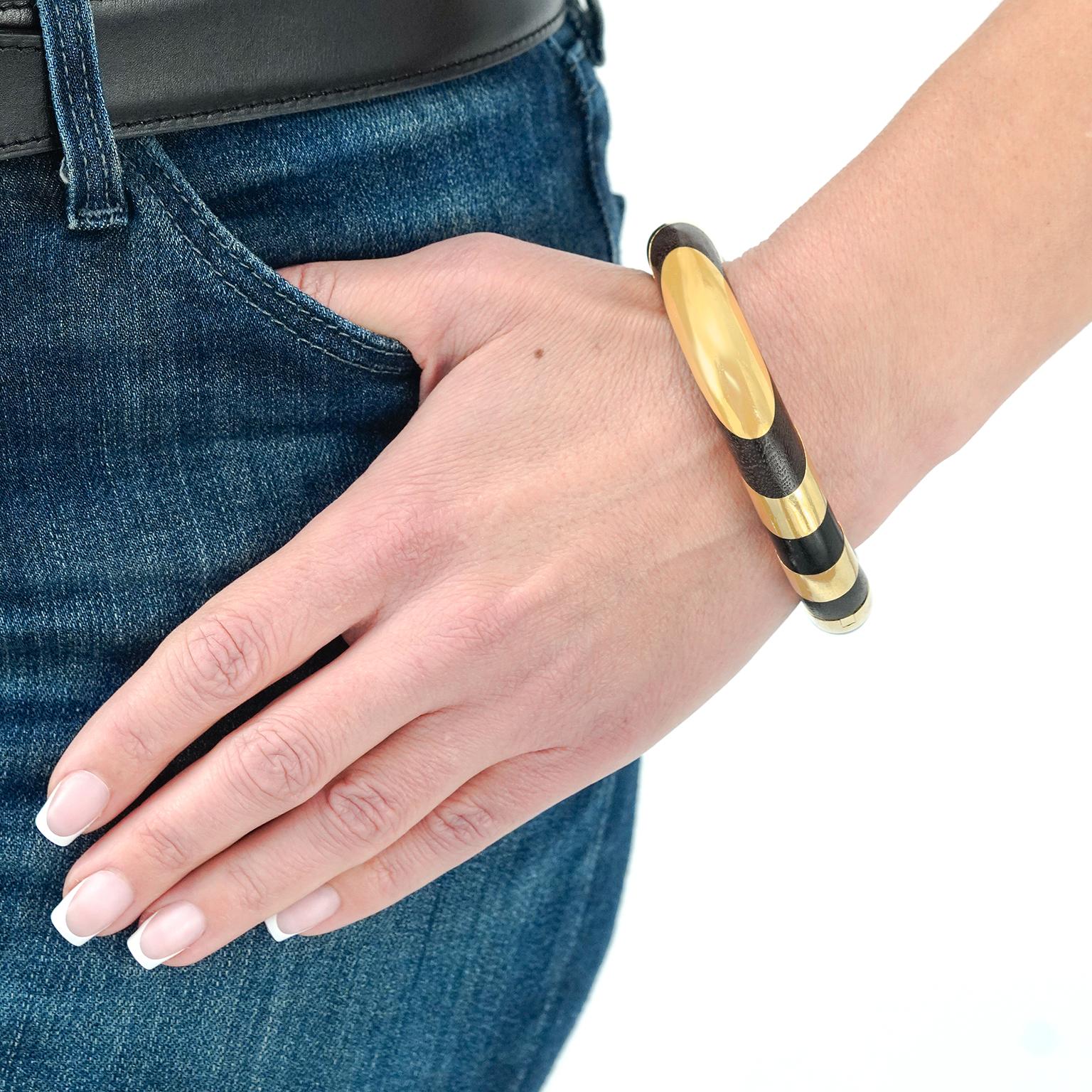 Elsa Peretti for Tiffany Wood and Gold Bangle In Excellent Condition In Litchfield, CT