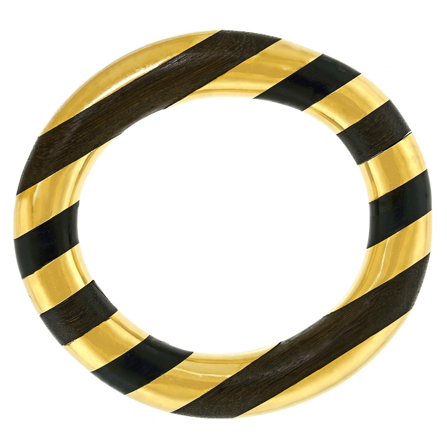 Elsa Peretti for Tiffany Wood and Gold Bangle 4